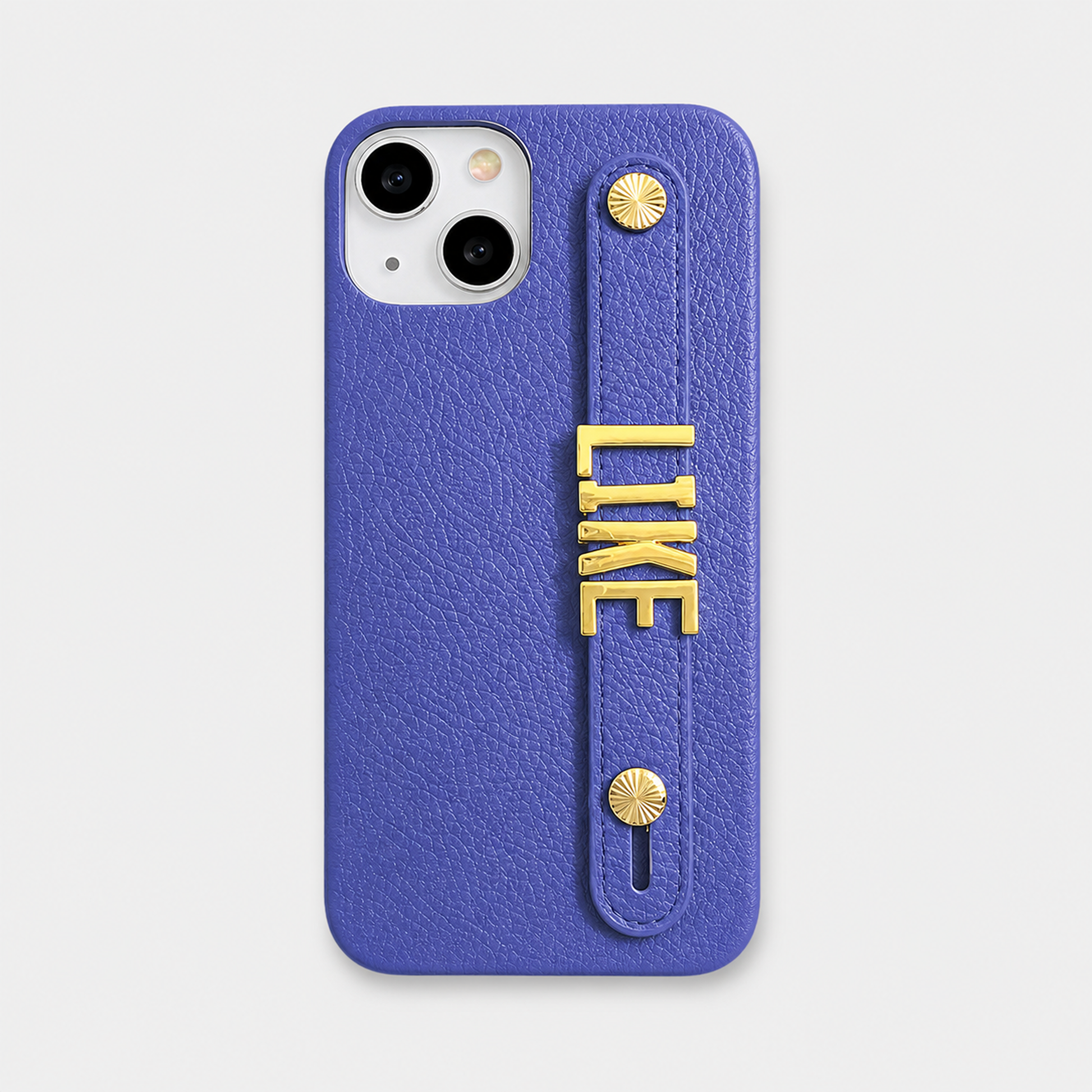 Funda para iPhone Celine de Maison Caviar en color azul morado, con diseño elegante y protección para el teléfono inteligente.