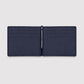 Billetera azul navy de Maison Caviar, elegante y de cuero, con compartimentos para tarjetas y dinero.