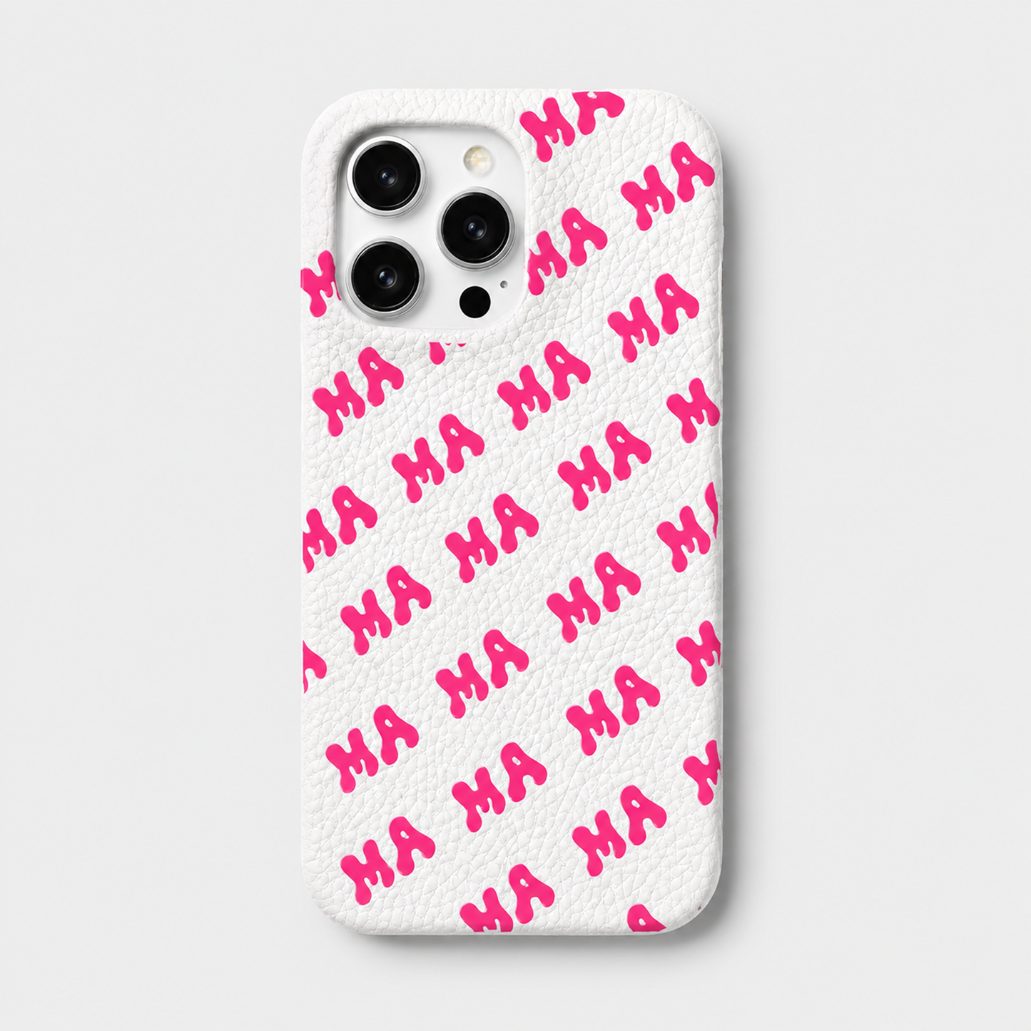 Funda para iPhone Maison Caviar Eliot en color blanco y fucsia, protección elegante y moderna para teléfono inteligente.