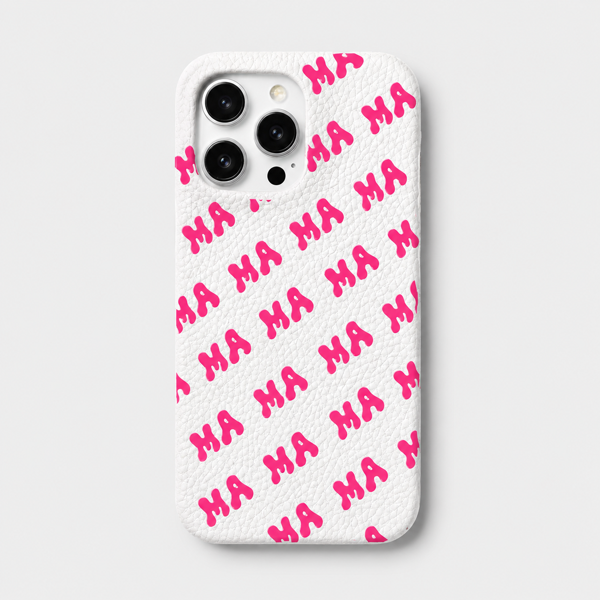 Funda para iPhone Maison Caviar Eliot en color blanco y fucsia, protección elegante y moderna para teléfono inteligente.