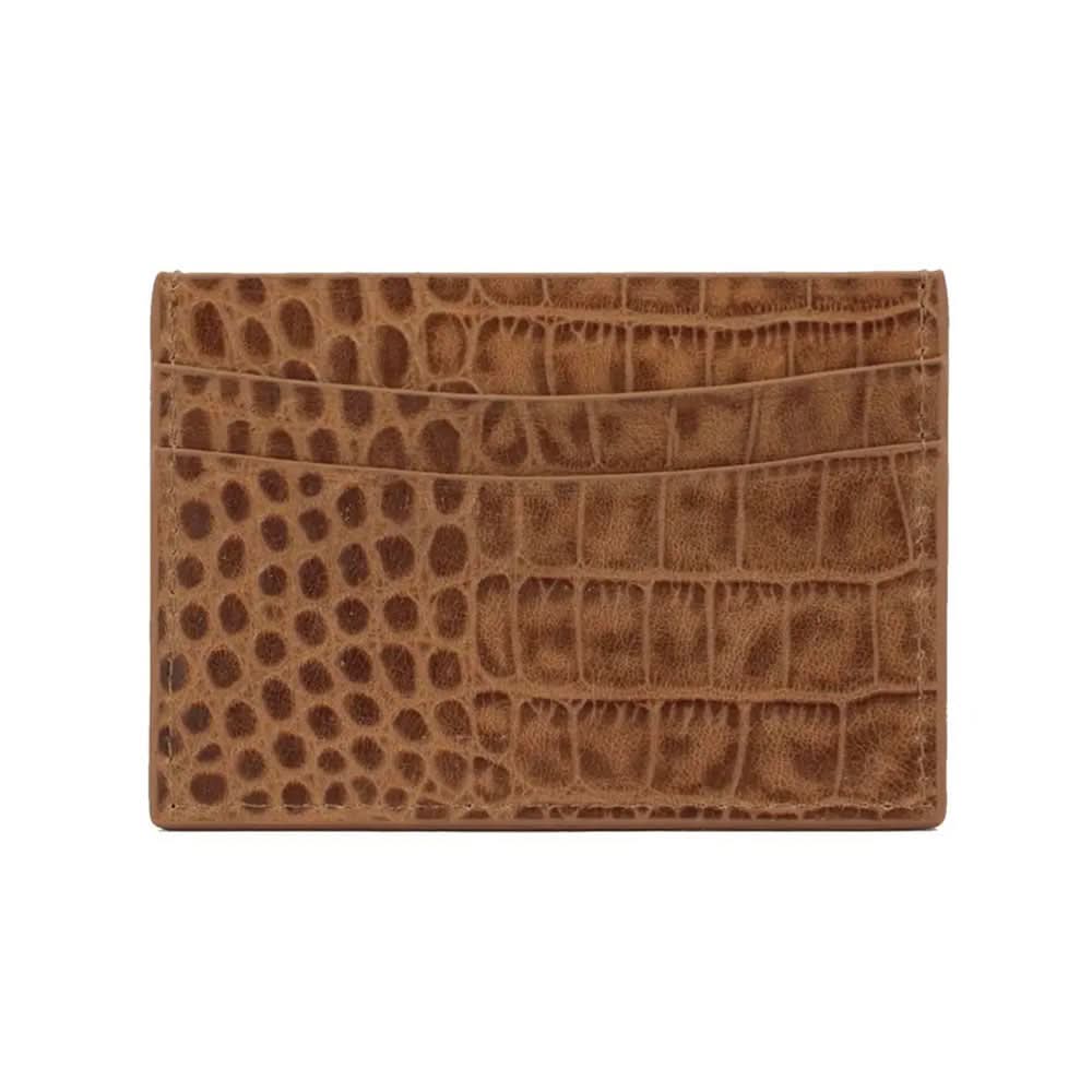 Tarjetero Maison Caviar Cannes en color café claro, con diseño elegante y compacto para tarjetas de crédito y débito.