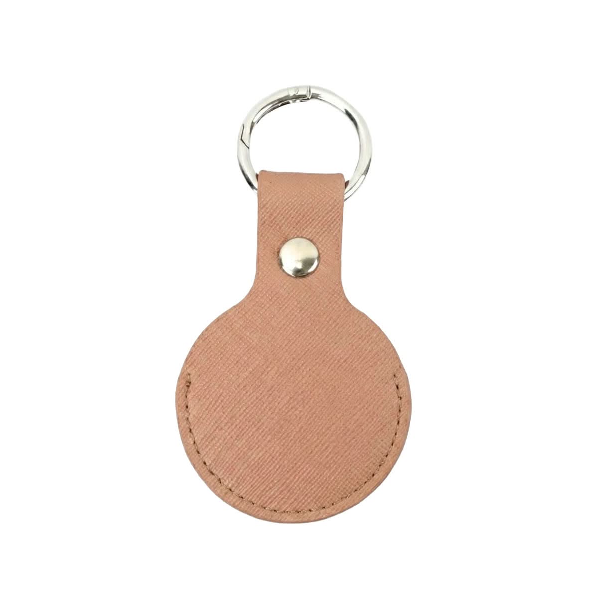 Llavero Maison Caviar para Airtag en color carmesí, con diseño elegante y resistente, colgado en un soporte de cuero.
