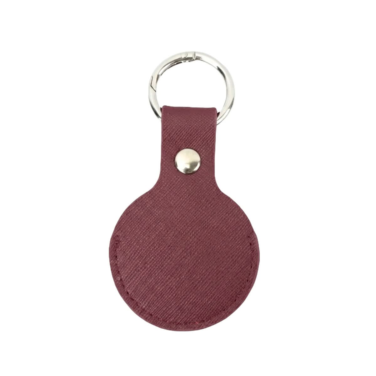 Llavero Maison Caviar para AirTag en color carmesí, con diseño elegante y detalles en cuero para sujetar llaves y accesorios.