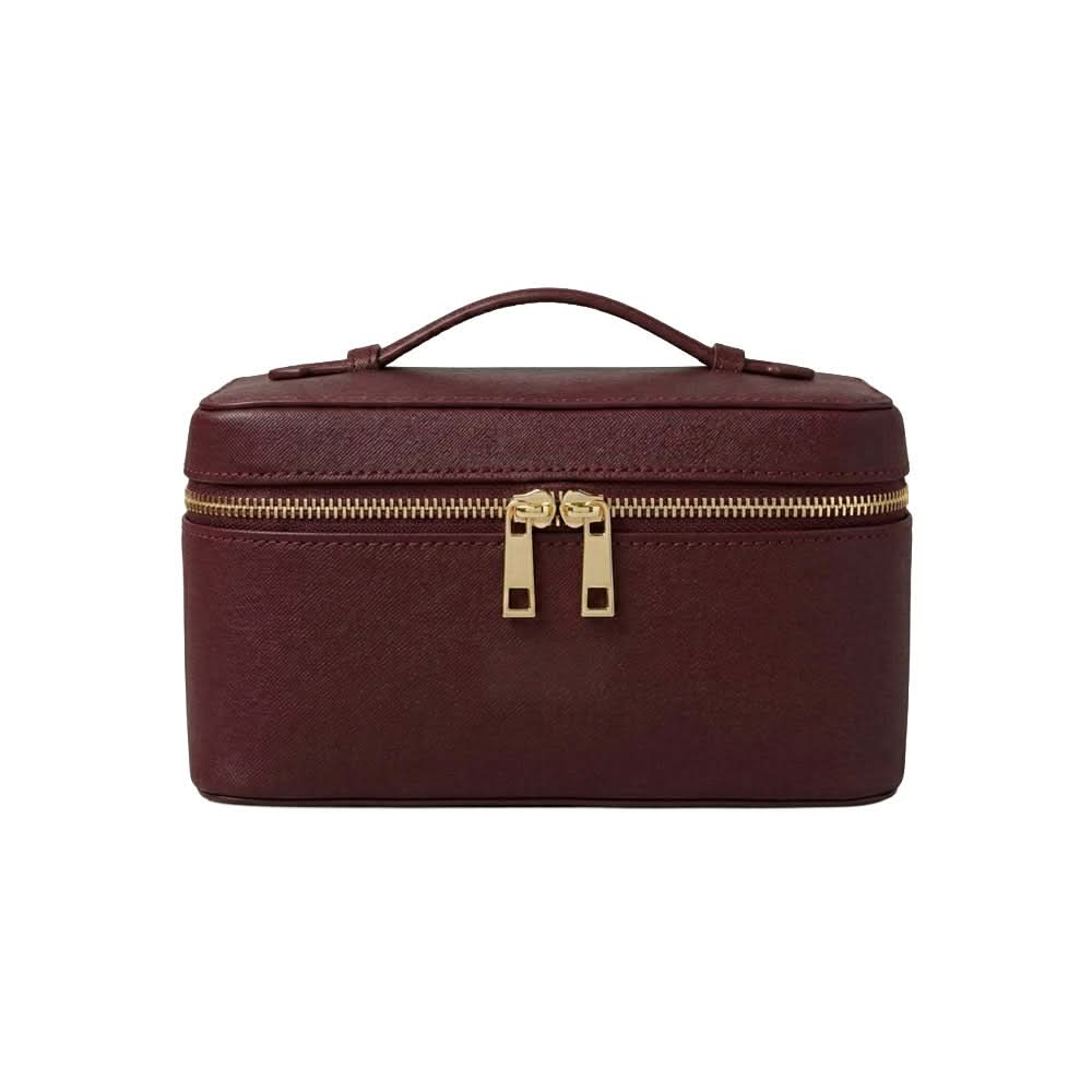 Bolsa de maquillaje Vanity Bag Formentera de Maison Caviar, con diseño elegante y cierre resistente, vista frontal con detalles en cuero.