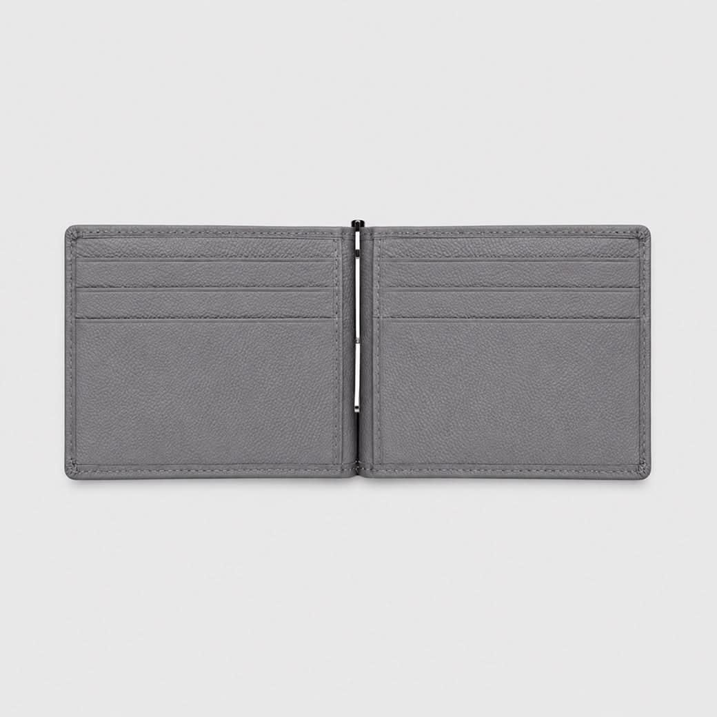 Billetera gris Maison Caviar Dante, hecha de cuero elegante y duradero, con compartimentos para tarjetas y billetes.