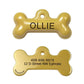 Collar para mascotas Ollie de Maison Caviar con placa grabada, en tonos neutros, ajustado en un cuello de perro o gato.