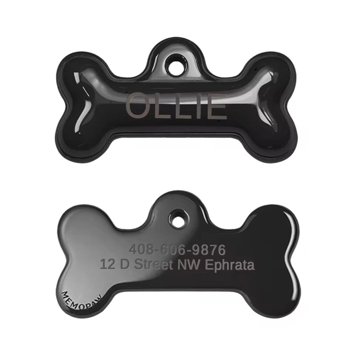 Collar para mascota Ollie de Maison Caviar con placa personalizada, en color negro con detalles elegantes.