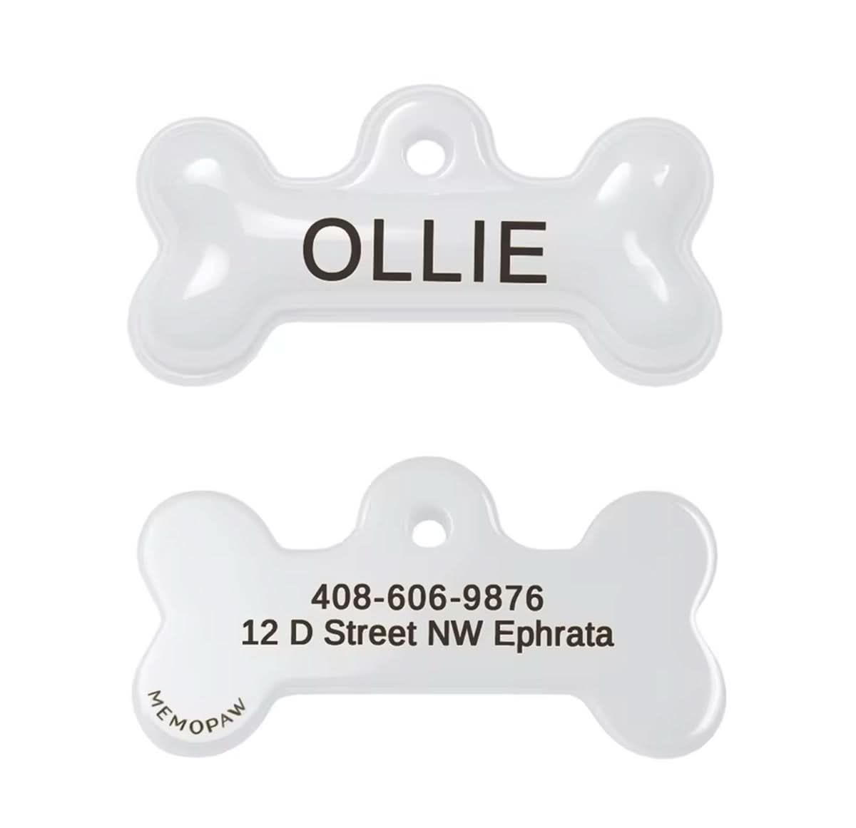 Collar para mascota Ollie de Maison Caviar con plaquita, en color gris con detalles elegantes, en una superficie blanca.