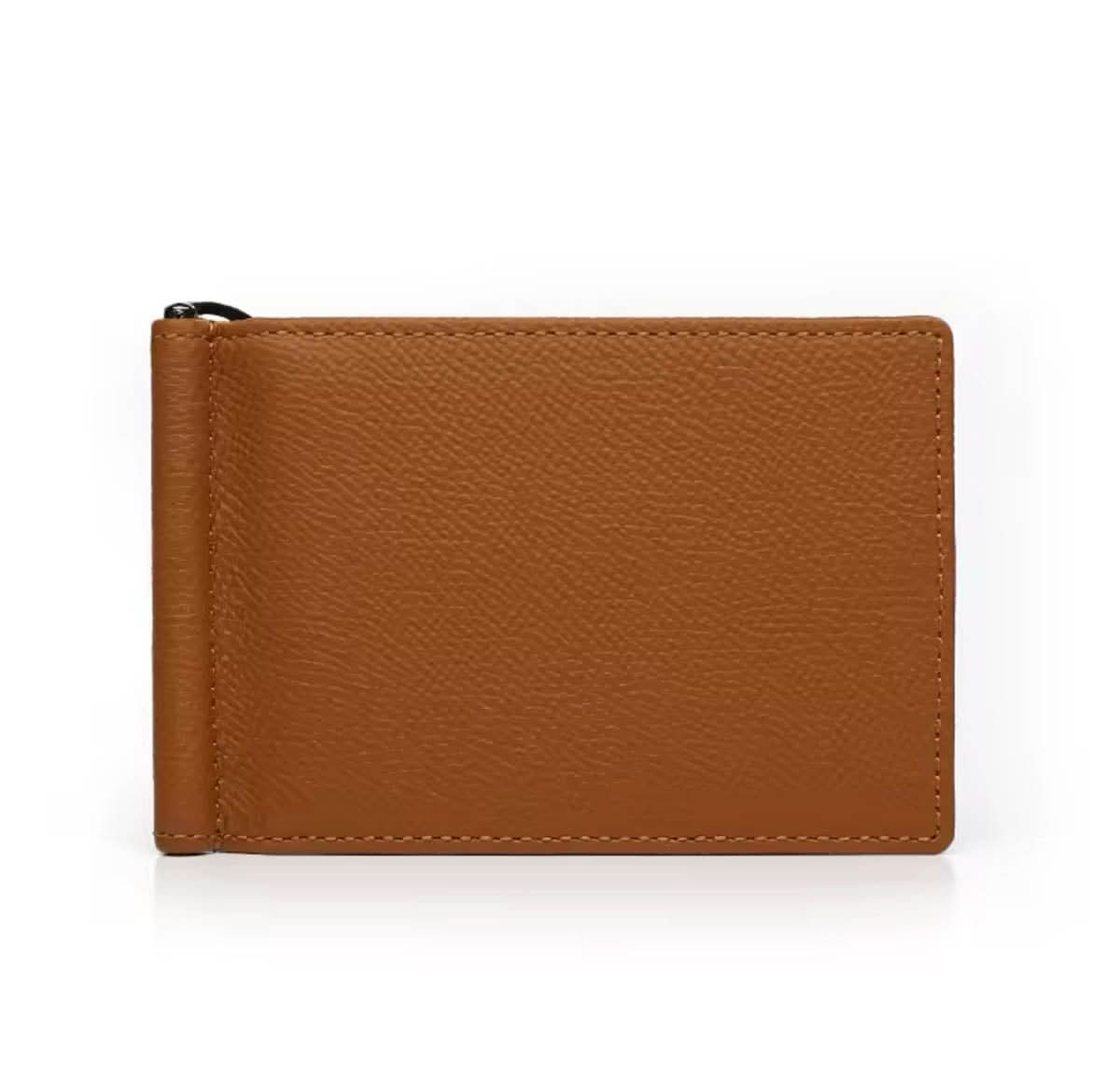 Billetera Dante de Maison Caviar en cuero negro con compartimentos para tarjetas y billetes, vista frontal.