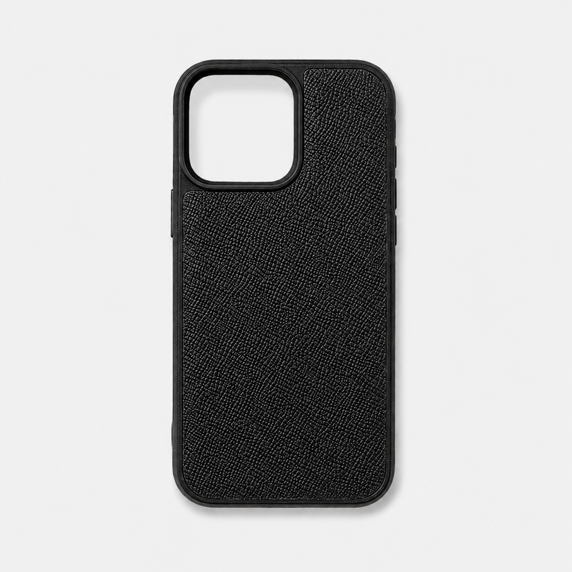 Funda negra para iPhone de Maison Caviar, diseño elegante y protección para el teléfono móvil.