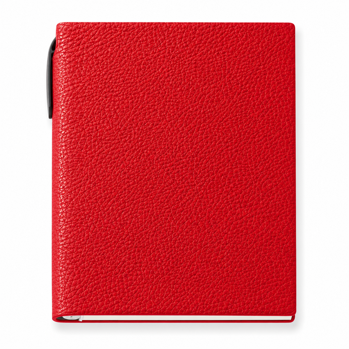 Agenda Maison Caviar Margot en color rojo con tapa dura y cierre metálico, vista frontal sobre fondo neutro