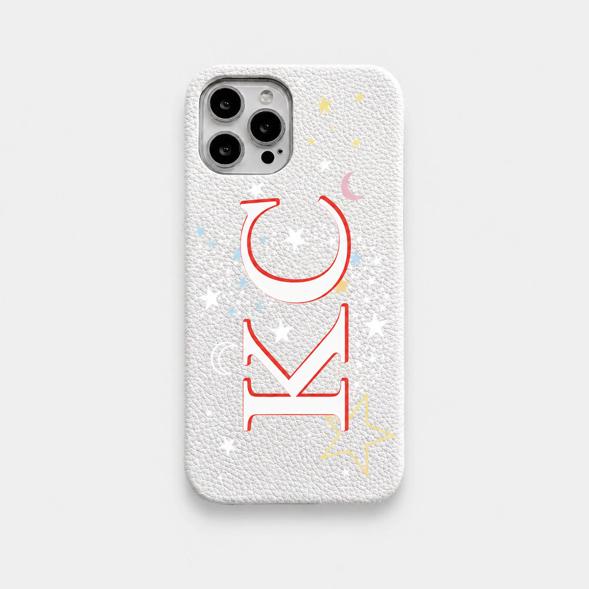 Funda blanca para iPhone de Maison Caviar con diseño elegante y protección duradera, vista frontal del estuche.