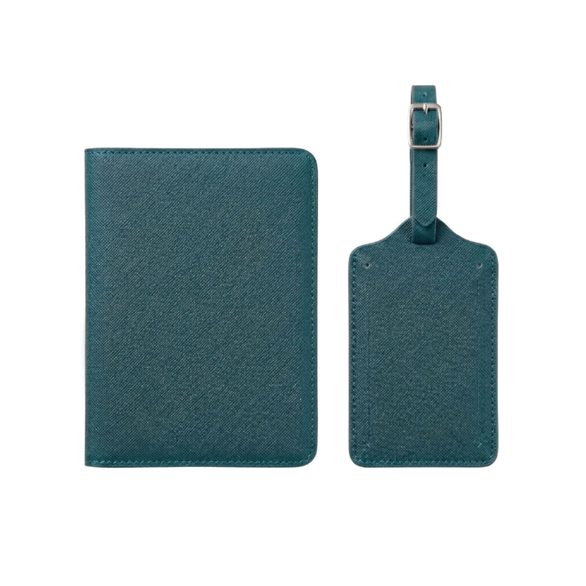 Porta pasaporte Madison de Maison Caviar en color aguamarina, con diseño elegante y detalles de cuero para viajes.